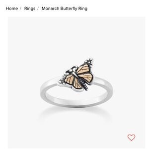 James Avery Silver Ring with Gold Butterfly size 6 and 7